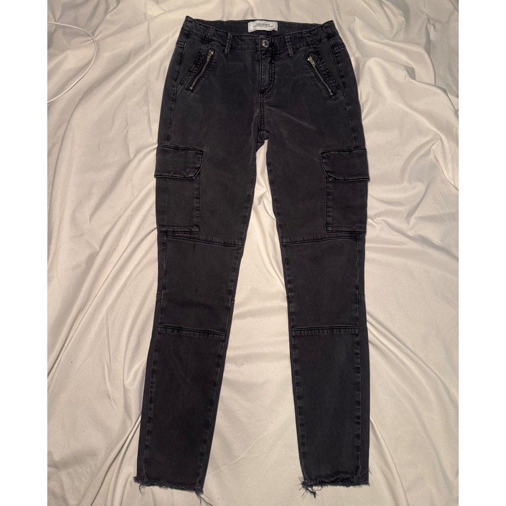 Zara Cargo Pants Women Size 2 Black Skinny Fit‎ Streetwear
